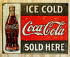 Ice Cold Coca Cola Sold Here Tin Metal Sign Soda Coke Pop Classic Advertisement
