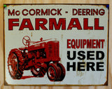 McCormick Deering Farmall Tin Sign Farm Tractor International Harvester IH