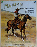 Marlin Rifles Tin Sign Horse Cowboy Western Rodeo Country Home Gun Hunting