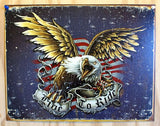 Live To Ride Tin Metal Sign Sturgis Motorcycle Eagle HD Garage Man Cave USA Bike