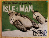 Norton Motorcycle Isle of Man Tin Sign HD Bike V Twin CC Cafe Racer Race