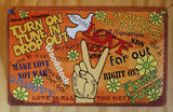 Peace Flower Power Woodstock Hippie Love Tin Metal Sign Music Vtg 60's Hippy Style