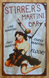 Stirrers Martini Bar Tin Metal Sign Pin Up Girl Home Bar Sign Drink Glass Brunette