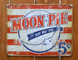 Moon Pie Eat Mo Pie Tin Sign Vintage Styled Advertisement AD American Flag