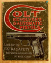 Colt Revolvers & Automatic Pistols Cartridges Tin Metal Sign Guns .44 .38 Ammo