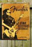 Fender Stratocaster Tin Sign Guitar Bass Music Man Cave Garage Band Studio