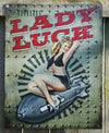 Lady Luck Bomber Tin Sign Garage USA Military Pin Up Air Force Tattoo Art