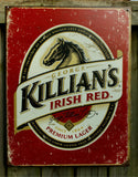 Killians Irish Red Beer Classic Horse Head Lager Tin Sign Bar Bottle Label