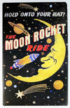 Moon Rocket Ride Tin Metal Sign Outer Space Amusement Park Roller Coaster B039