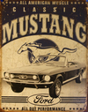 All America Muscle Ford Classic Mustang Tin Sign 302 429 GT500 V8 Shelby