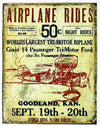 Airplane Rides Secrist Bros Flying Circus Tin Sign Bi Plane Weathered B047
