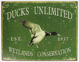 Ducks Unlimited Wetlands Conservation Tin Sign Hunting Outdoors Hiking Rifle