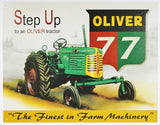 Step Up To A Oliver Tractor Tin Sign Country Farm Barn Decor harvester Farmer E123