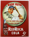 Babe Ruth Red Rock Cola Tin Sign New York Yankees Baseball Soda Pop MLB Cola