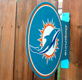 Double Sided Miami Dolphins Flange Tin Metal Sign NFL Football Team Sports F095