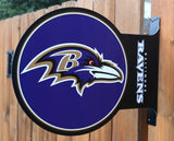 Double Sided Baltimore Ravens Flange Tin Metal Sign NFL Football Team Sports