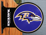 Double Sided Baltimore Ravens Flange Tin Metal Sign NFL Football Team Sports