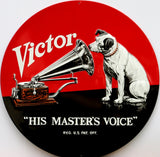 Victor RCA Nipper Dog Premium Embossed Round Tin Sign Vinyl Records Music Ande Rooney
