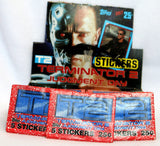T2 Terminator 2 Stickers Vintage Trading Cards THREE Wax Packs Topps Movie 1991