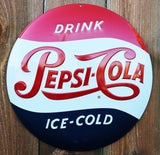 Drink Ice Cold Pepsi Cola Premium Embossed Tin Sign Button Dome Ande Rooney Pop Soda