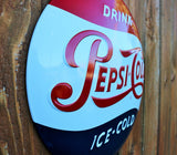 Drink Ice Cold Pepsi Cola Premium Embossed Tin Sign Button Dome Ande Rooney Pop Soda