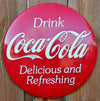 Coca Cola Button Premium Embossed Metal Sign Ande Rooney Coke Soda Pop Soda