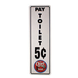The Chief Santa Fe Railroad Pay Toilet Bathroom Premium Embossed Tin Sign Ande Rooney