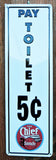 The Chief Santa Fe Railroad Pay Toilet Bathroom Premium Embossed Tin Sign Ande Rooney