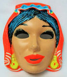 Vintage Gypsy Halloween Mask Zest Costume 1960s 60s Black Light Reactive Y090
