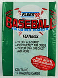 Vintage 1992 Fleer Baseball Trading Cards MLB Wax Pack 92 All-Stars Pro Visions