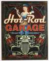 Hot Rod Garage Tin Metal Sign Rat Rod Pin Up Girl Automotive Vintage Style Tools