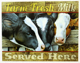 Farm Fresh Milk Served Here Tin Sign Dairy Farm Country Kitchen Decor