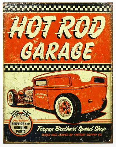 Torque Brothers Hot Rod Garage Tin Metal Sign Mechanic Racing Race Car ...