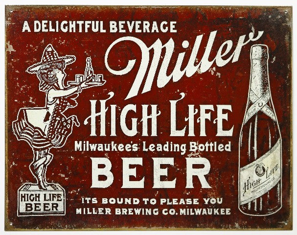 Vintage Miller High Life レトロ広告看板 Miller High Life Vintage Style AD Tin Metal Sign Beer