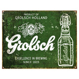 Grolsch Beer Tin Metal Sign Dutch Brewery Vintage Style Ad Green Bar