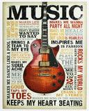 Music Tin Metal Sign Les Paul Electric Guitar Strings Garage Band Practice