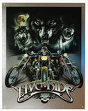 Live To Ride Tin Metal Sign Wolf Pack Motorcycle Biker Sturgis Daytona Bike Week