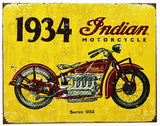 1934 Indian Motorcycle Series 402 Tin Metal Sign Bike Vintage Style