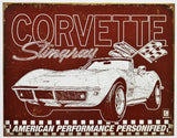 Chevrolet Corvette Stingray Tin Metal Sign Sports Chevy 327 454 350 Sports Car