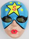 Vintage Superhero Star Man Halloween Plastic Mask Super Hero 1960s Y061