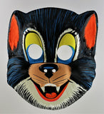 Vintage Black Cat Halloween Mask Smiling Kitten Cartoon Fang Y217