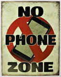 No Phone Zone Tin Metal Sign House Rules Business Work