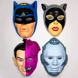 Vintage DC Comics Batman Halloween Masks Lot Catwoman Two Face Mr. Freeze 4 Masks