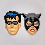 Vintage Robin and Catwoman Halloween Mask Set Batman DC Comics
