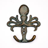 Cast Iron Green Octopus Nautical Key Chain Holder Key Hook Beach House Decor