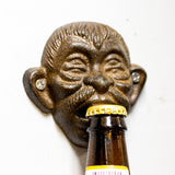 Cast Iron Vintage Styled 4 Eyed Man Wall Mounted Bottle Opener Bar Illusion Magic