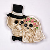 Cast Iron Wedding Skulls Coin Dish Bride Groom Tray Sugar Skull Skeleton Marriage
