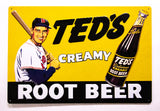 Ted's Creamy Root Beer Premium Embossed Metal Sign Boston Red Sox Ted Williams Ande Rooney