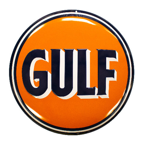 Gulf Oil and Gas Premium Embossed Metal Sign Ande Rooney Service Stati ...