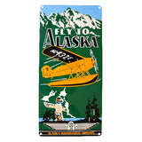 Fly to Alaska Washington Airways Premium Embossed Metal Sign Ande Rooney Plane